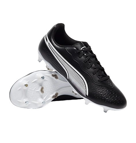 Scarpe da calcio Puma King Match MxSG 107476 01 colore nero-bianco per terreni morbidi da uomo
