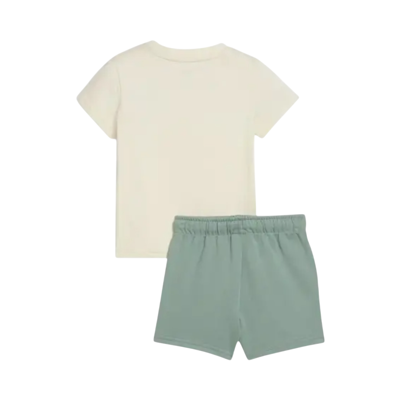 Puma completo da bambino maglietta e pantaloncino in cotone Minicats Essential 686285-87 panna-salvia posteriore