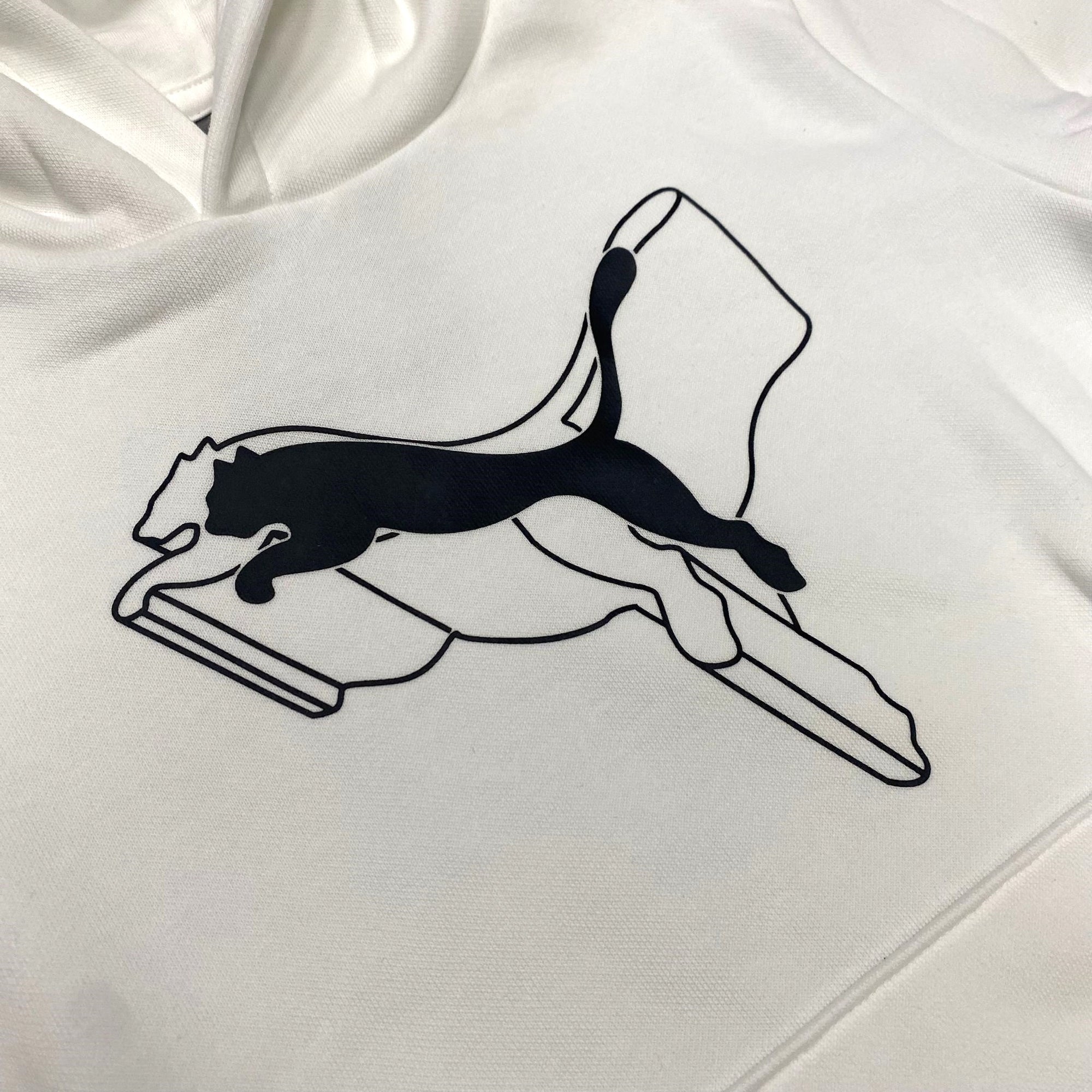 Puma felpa con cappuccio da ragazzi Logo Cat 683809-02 bianco