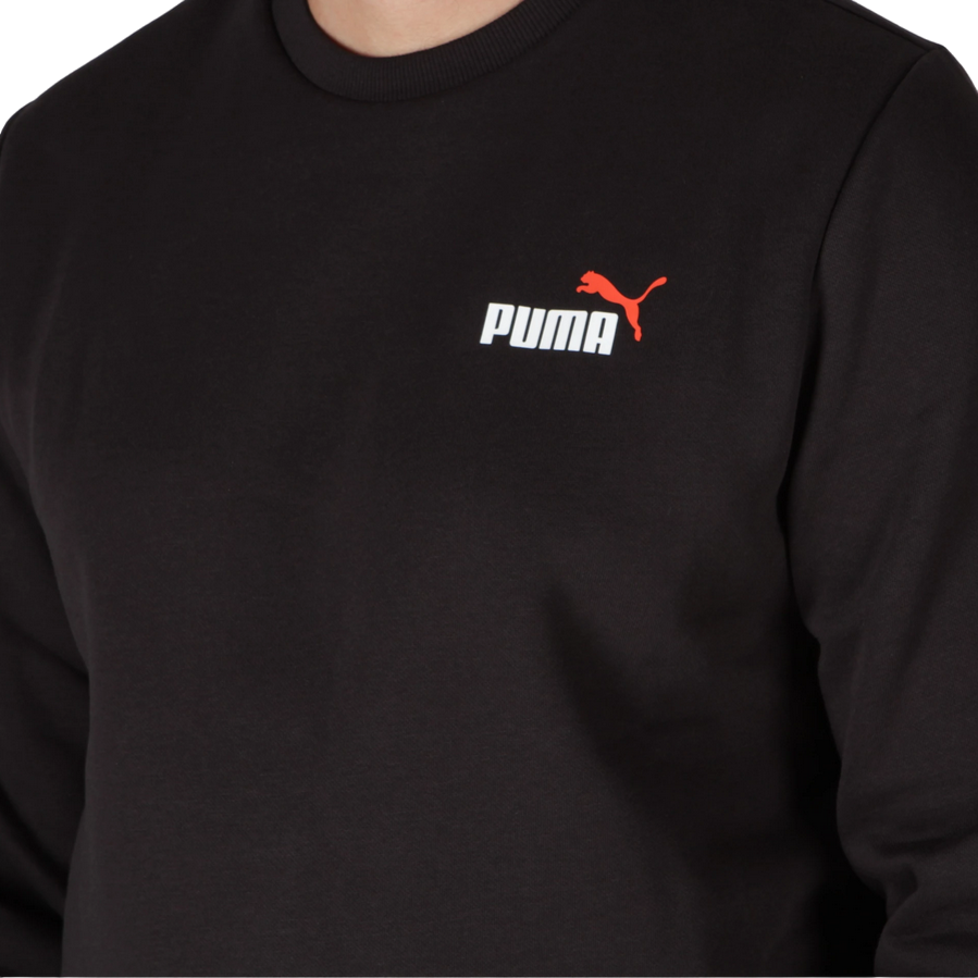 Puma felpa girocollo da uomo com logo piccolo 684799-01 nero