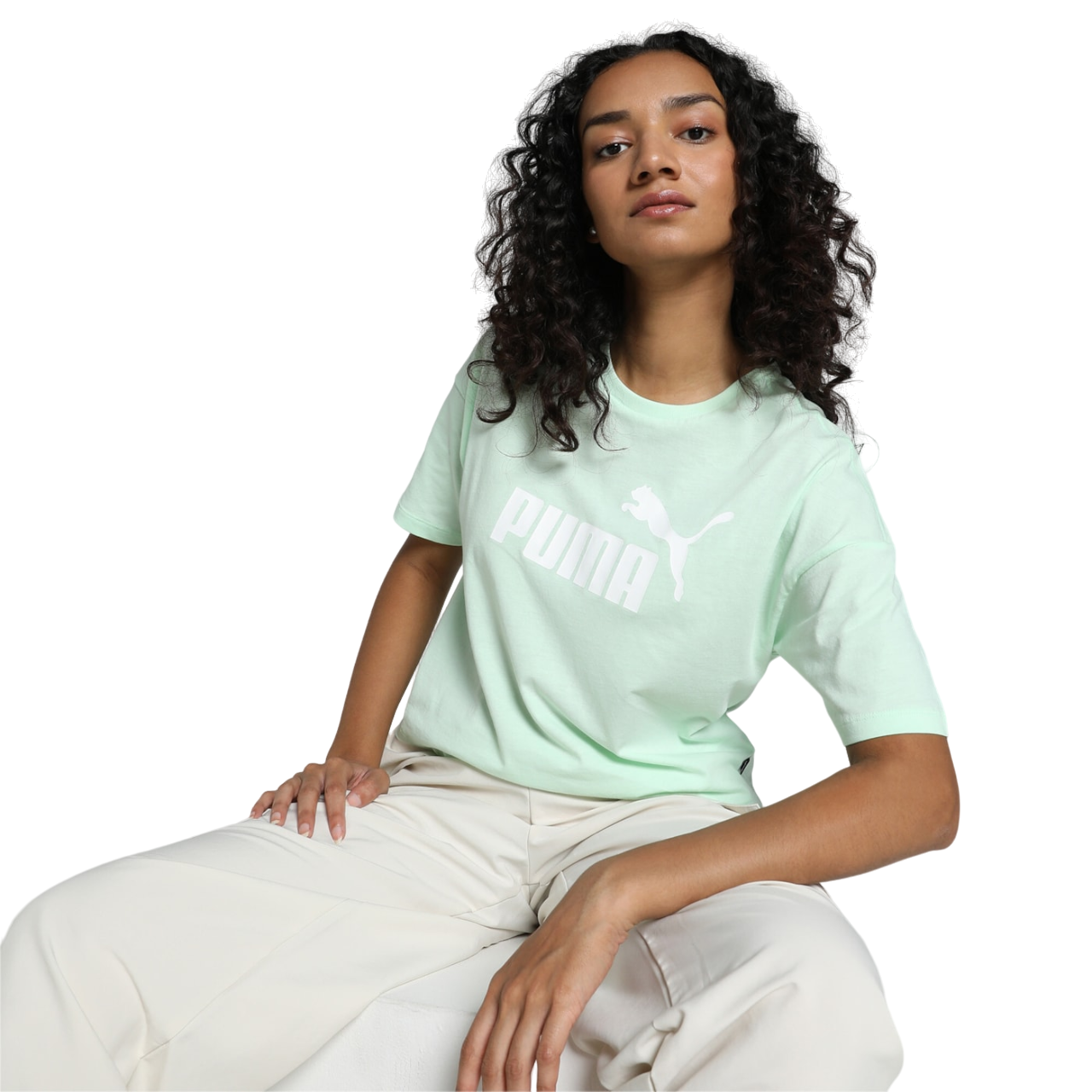 Puma maglietta manica corta da donna ESS Cropped Logo 586866 88 verde menta