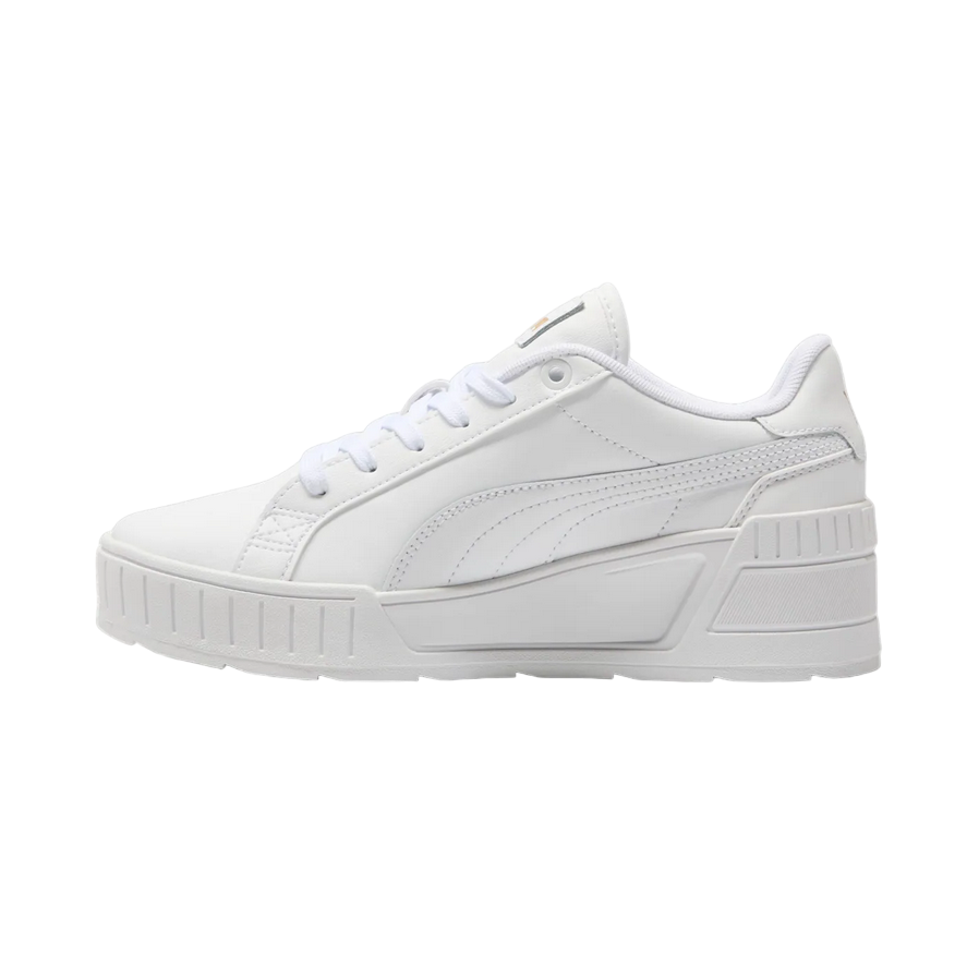 Puma women's sneaker shoe with Karmen Wedge lift 390985-07 white-gold