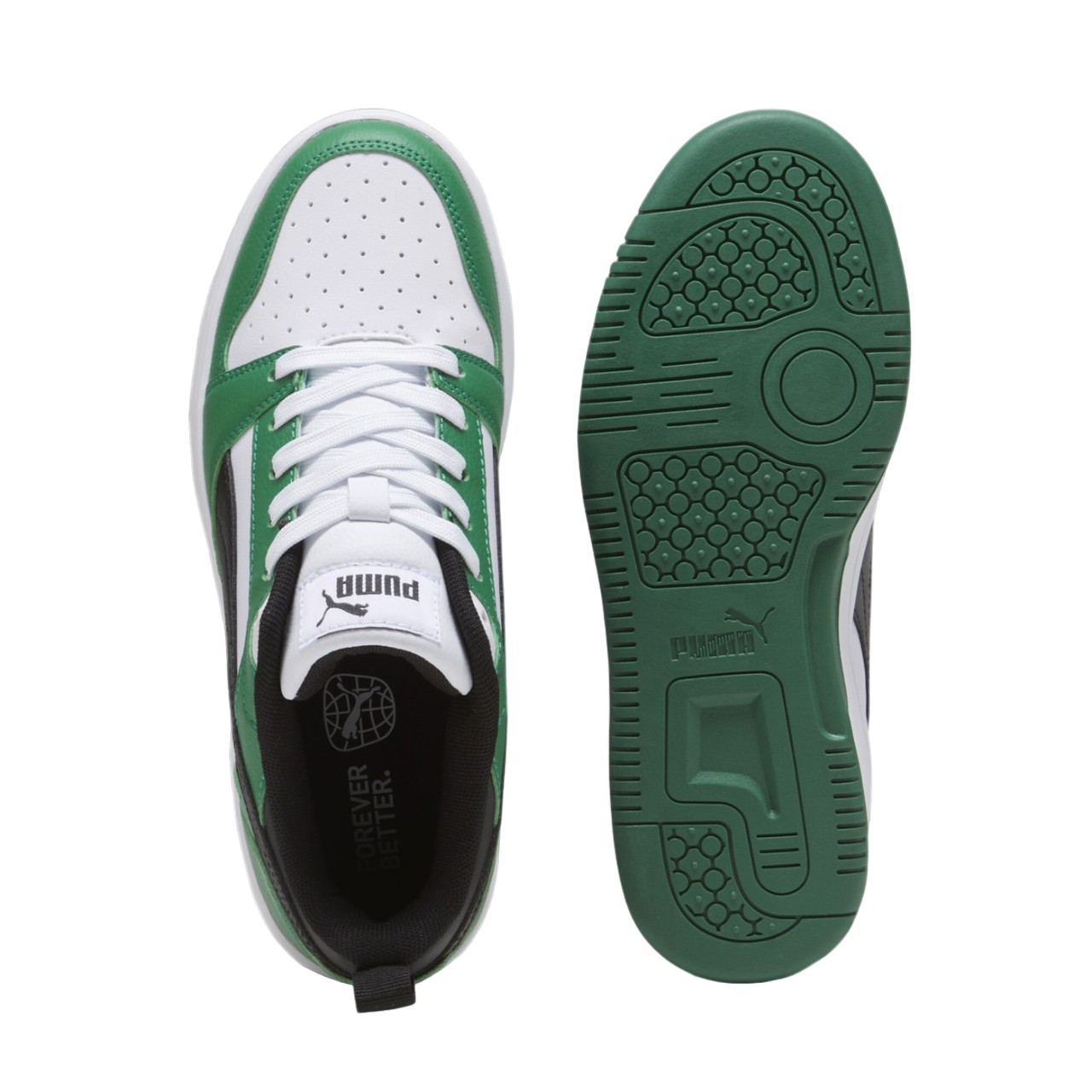Puma Rebound v6 boys' sneakers shoe 393833-05 white-black-green