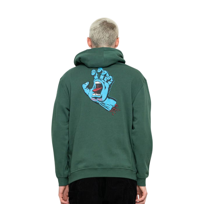 Santa Cruz Green Screaming Hand Chest Kangaroo Pocket Hoodie