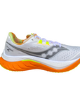 Saucony Endorphin Speed 4 S20940-30 scarpa da corsa bianco-arancio con piastra in nylon vista laterale