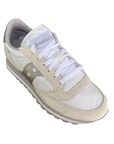 Sneakers Saucony Jazz Triple bianco-argento da donna con suola rialzata, dettagli metallizzati, logo Saucony laterale e design chunky moderno - alto