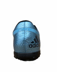 Scarpa da calcetto Adidas Messi 15.TF celeste vista posteriore con dettagli tallone