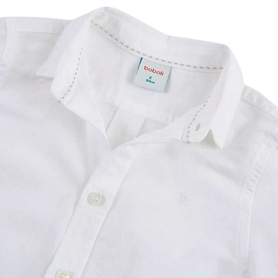 Boboli long-sleeved linen shirt for children and boys 736039-1100 white