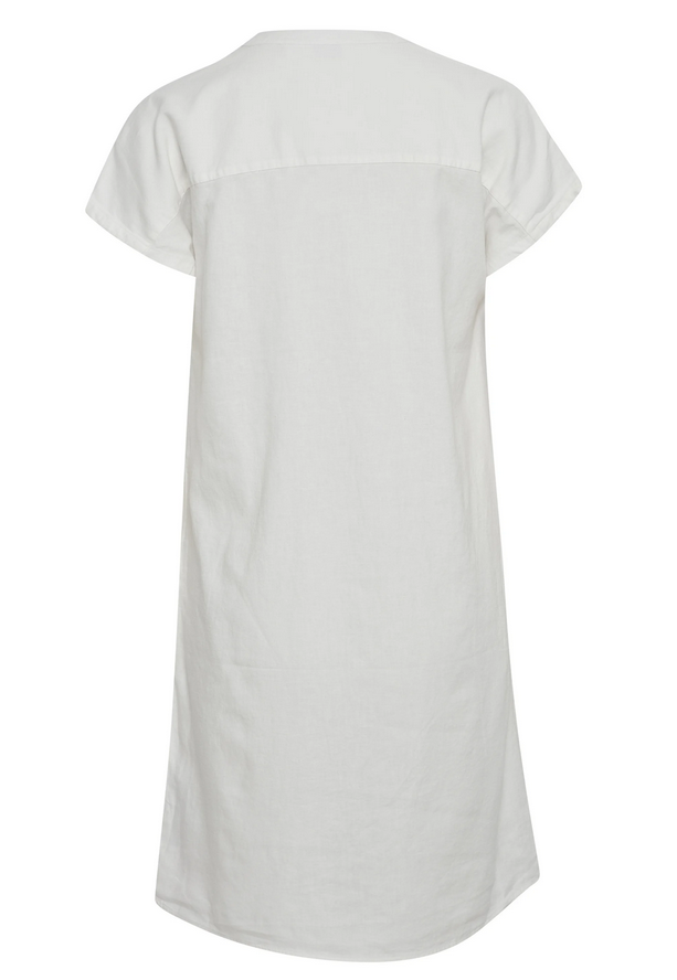 b.young Vestito da donna con scollo a V misto lino Byfalakka V Neck Dress 20811336 114800 off white