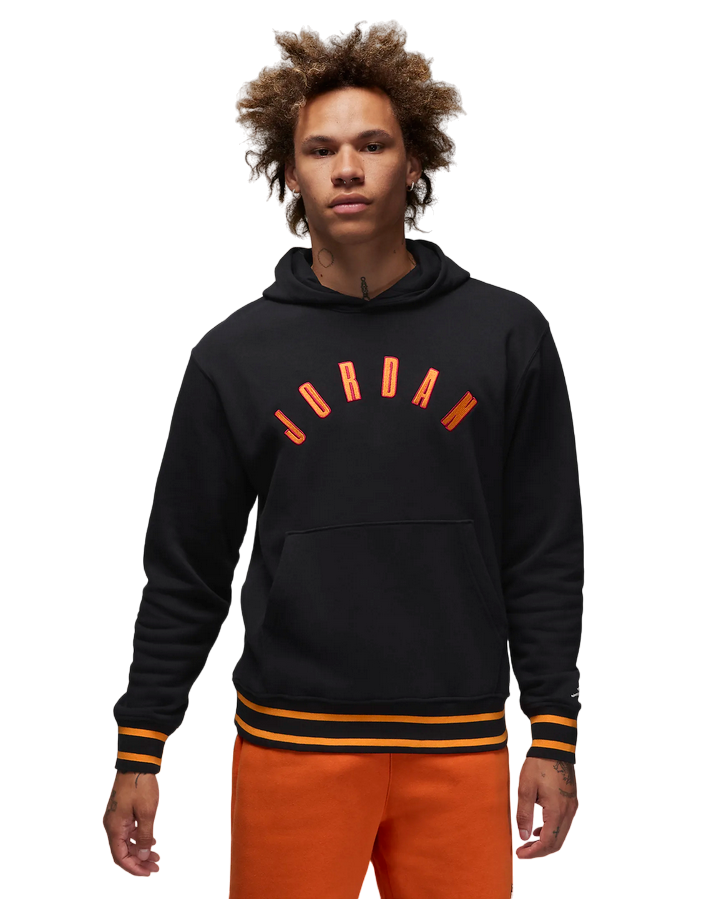 Jordan Flight MVP men's hoodie with kangaroo pockets FB6996-010 black-orange