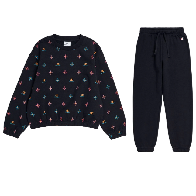 Champion tuta sportiva da ragazza con felpa girocollo 404835 KL001 nero
