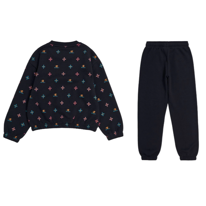 Champion tuta sportiva da ragazza con felpa girocollo 404835 KL001 nero