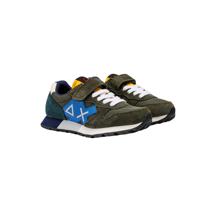 Sun68 boy's sneakers shoe with elastic lace and velcro Jaki Solid Z43313K 74 dark military green
