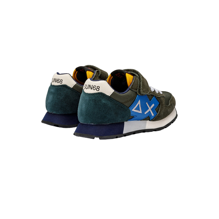 Sun68 boy's sneakers shoe with elastic lace and velcro Jaki Solid Z43313K 74 dark military green