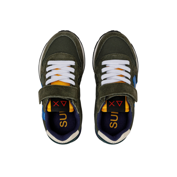 Sun68 boy's sneakers shoe with elastic lace and velcro Jaki Solid Z43313K 74 dark military green