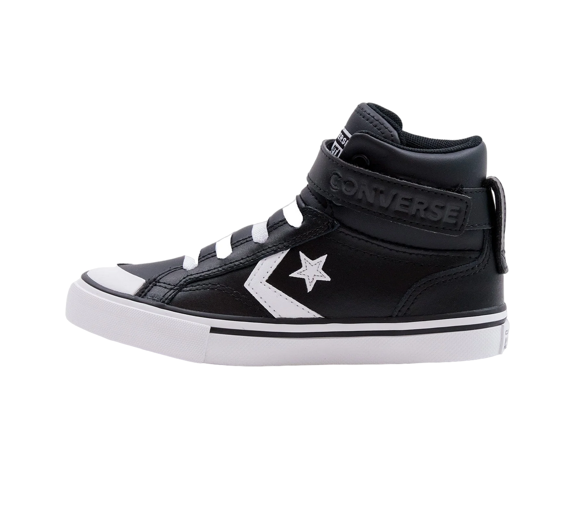 Converse scarpa sneakers alta con laccio elastico e velcro da ragazzo Pro Blaze A01074C nero-bianco