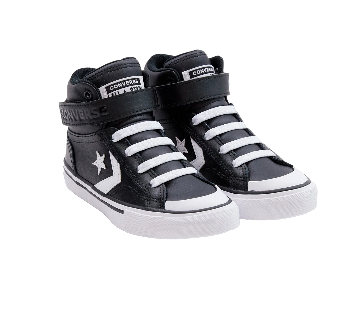 Converse scarpa sneakers alta con laccio elastico e velcro da ragazzo Pro Blaze A01074C nero-bianco