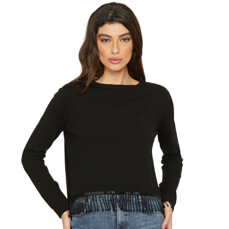 Relish Maglia manica lunga da donna con Passamaneria perline Afrodite nero
