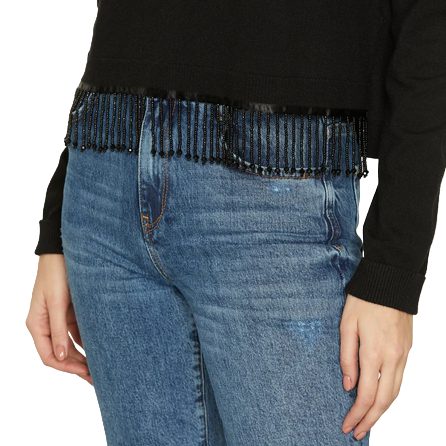 Relish Maglia manica lunga da donna con Passamaneria perline Afrodite nero