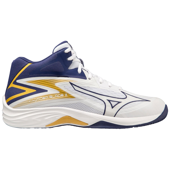 Mizuno scarpa da pallavolo da uomo Thunder Blade Z Mid V1GA237543 bianco-blu-oro