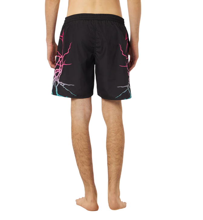 Phobia costume da bagno da uomo nero PH00679 stampa fulmini bicolore rosa-blu