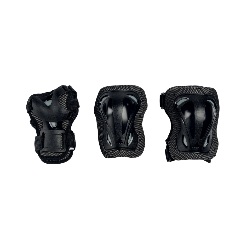 Set 3 pezzi Rollerblade protezioni per pattini per bambini 069P0200100 nero, kit completo con ginocchiere, gomitiere e parapolsi per massima sicurezza durante il pattinaggio