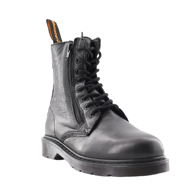 Shooters Anfibio in pelle morbida da donna con laccio e zip laterale S11330-01 nero