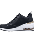 Skechers Million Air Hotter Air | Sneakers Donna Nero Comfort 155399 laterale interno