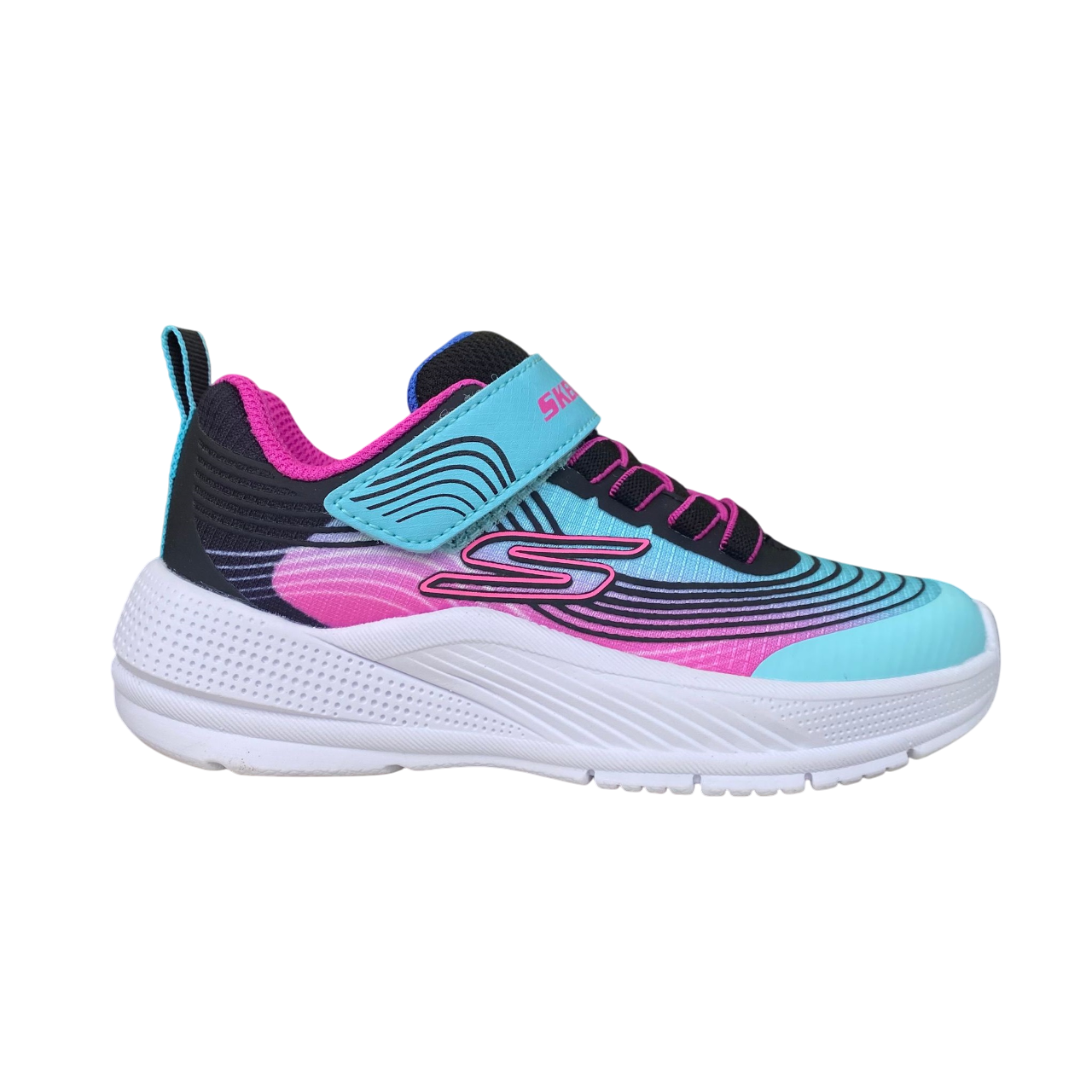 Skechers scarpa da ginnastica da bambina con laccio elastico e velcro Microspec Advance 303575L/AQPR verde acqua-viola
