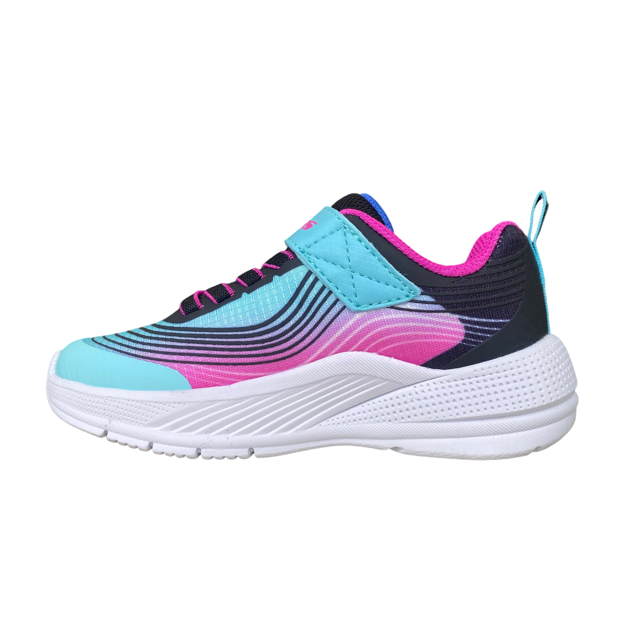 Skechers scarpa da ginnastica da bambina con laccio elastico e velcro Microspec Advance 303575L/AQPR verde acqua-viola
