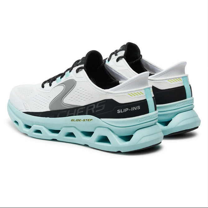 Skechers scarpa uomo Slip-ins Glide-Step Altus 232921/WBL bianco-blu particolare tallone