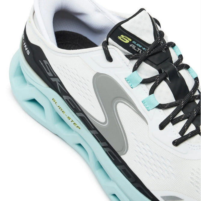 Skechers scarpa uomo Slip-ins Glide-Step Altus 232921/WBL bianco-blu particolare laccio