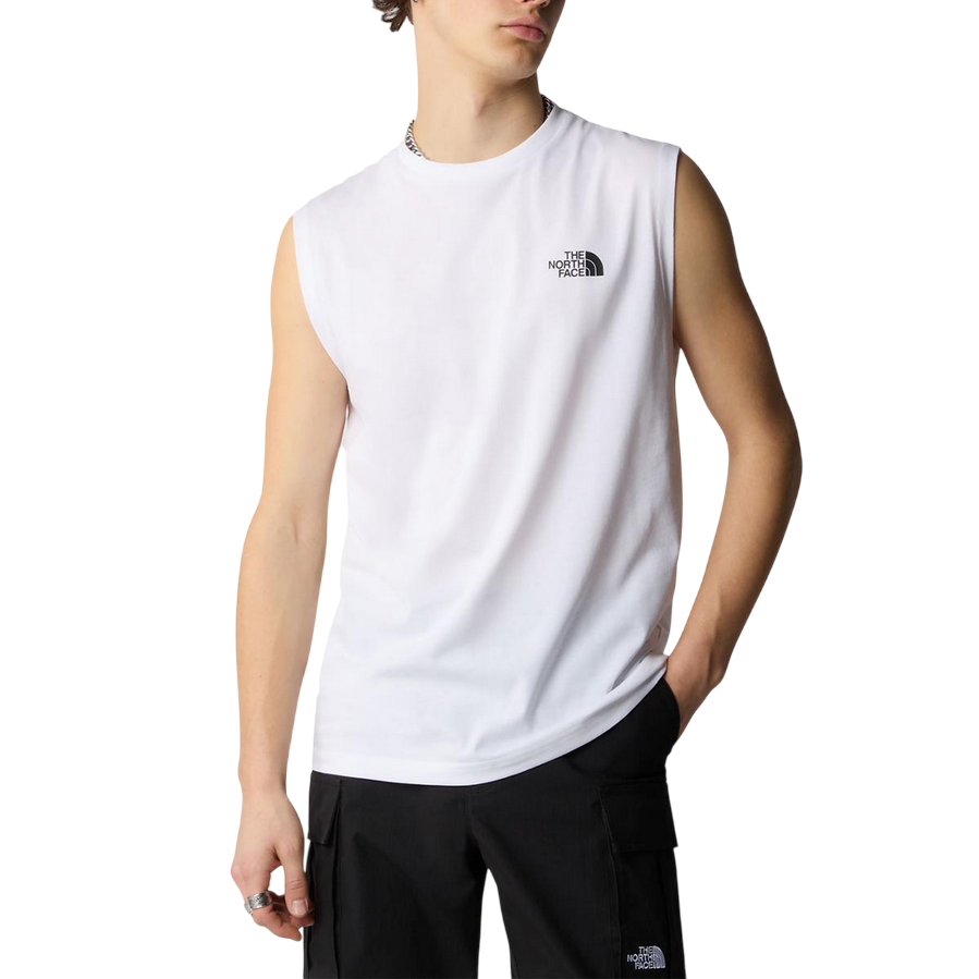 Sportiamo_The North Face canotta da uomo Simple Dome NF0A87R3FN4 bianco