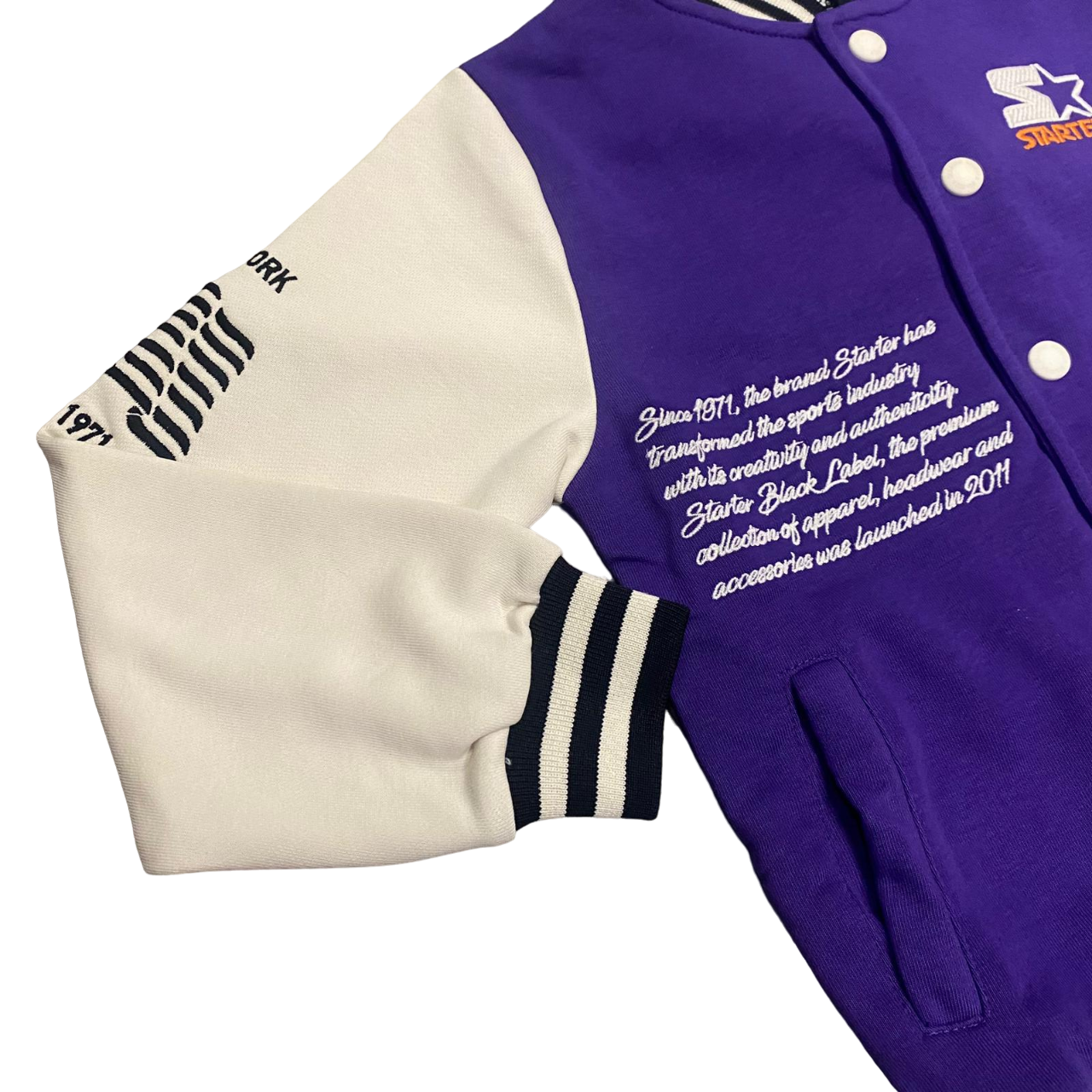 Starter giacca bomber in felpa da ragazzo Varsity viola