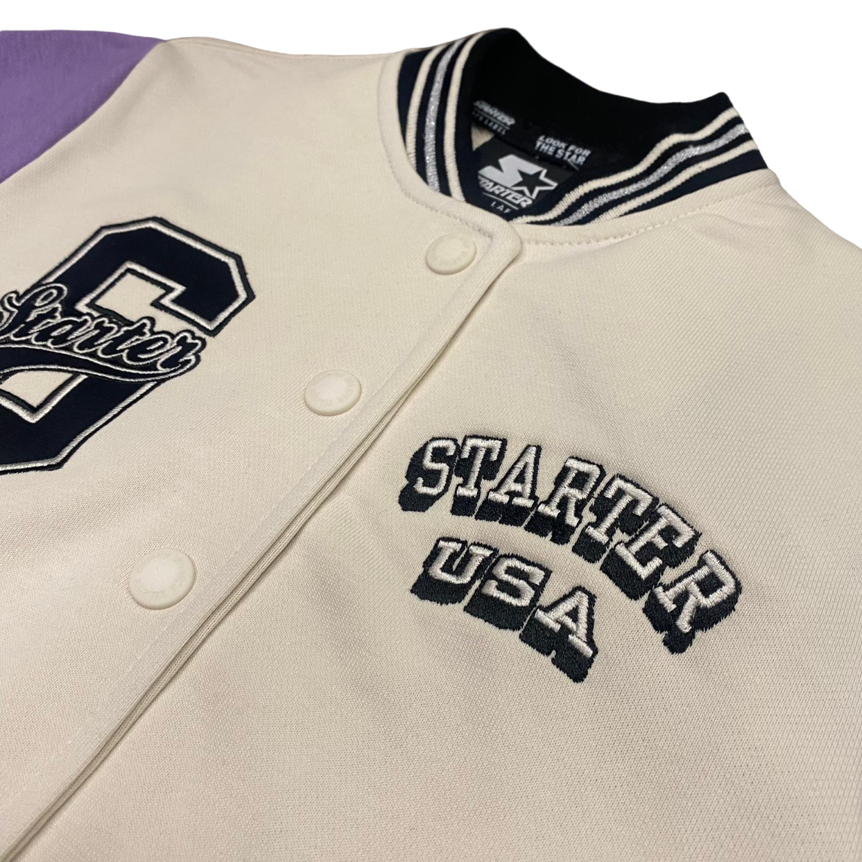 Starter giubbotto bomber America da ragazza. Colore crema lilla