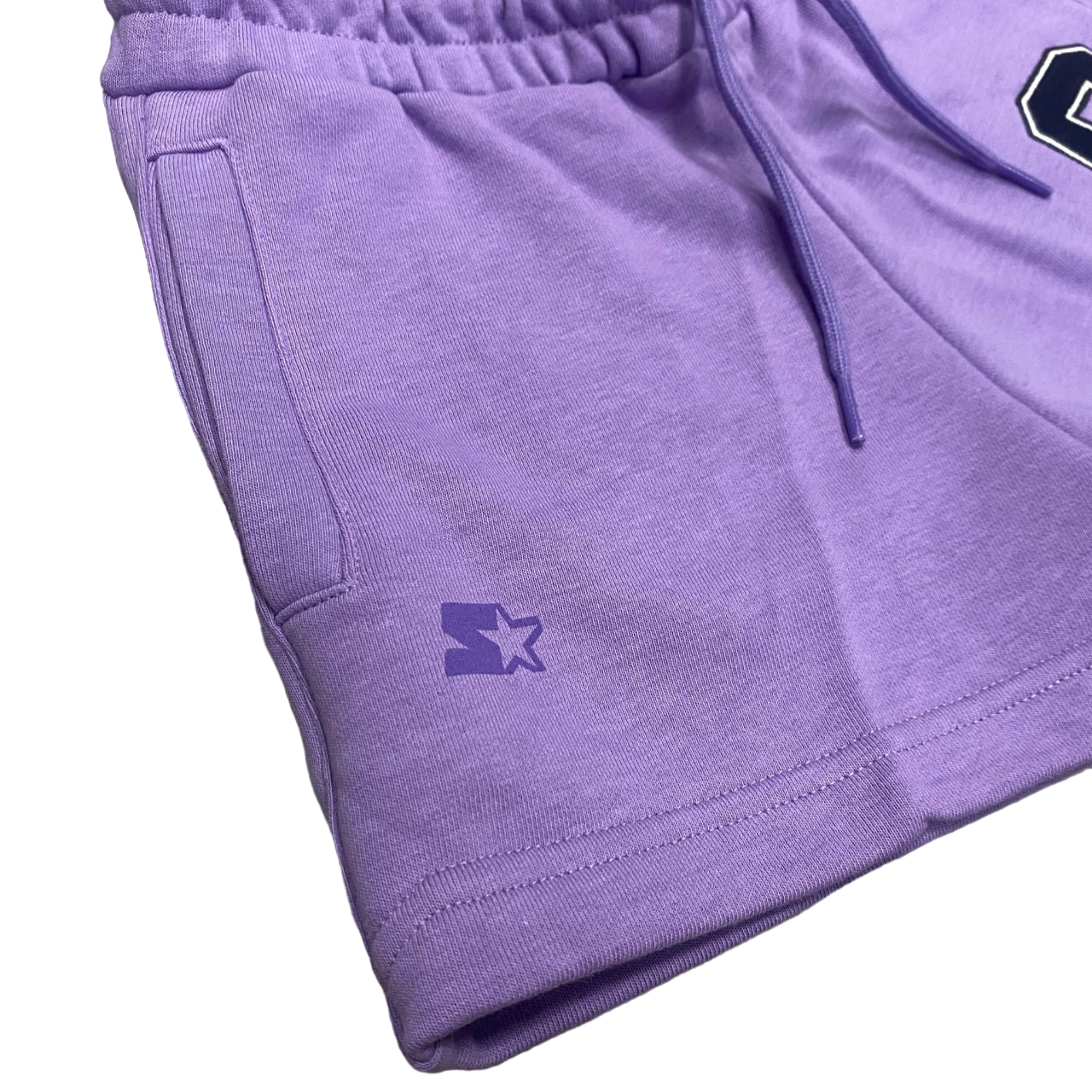 Starter pantaloncino sportivo da ragazza con ricamo. Colore lilla