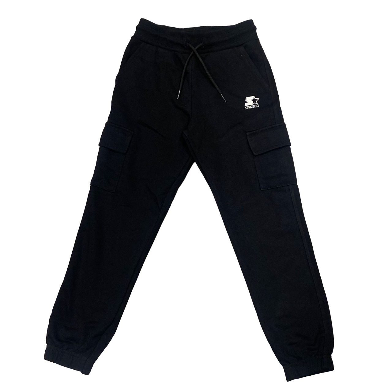 Starter pantalone sportivo con tasconi da ragazzo. Colore nero