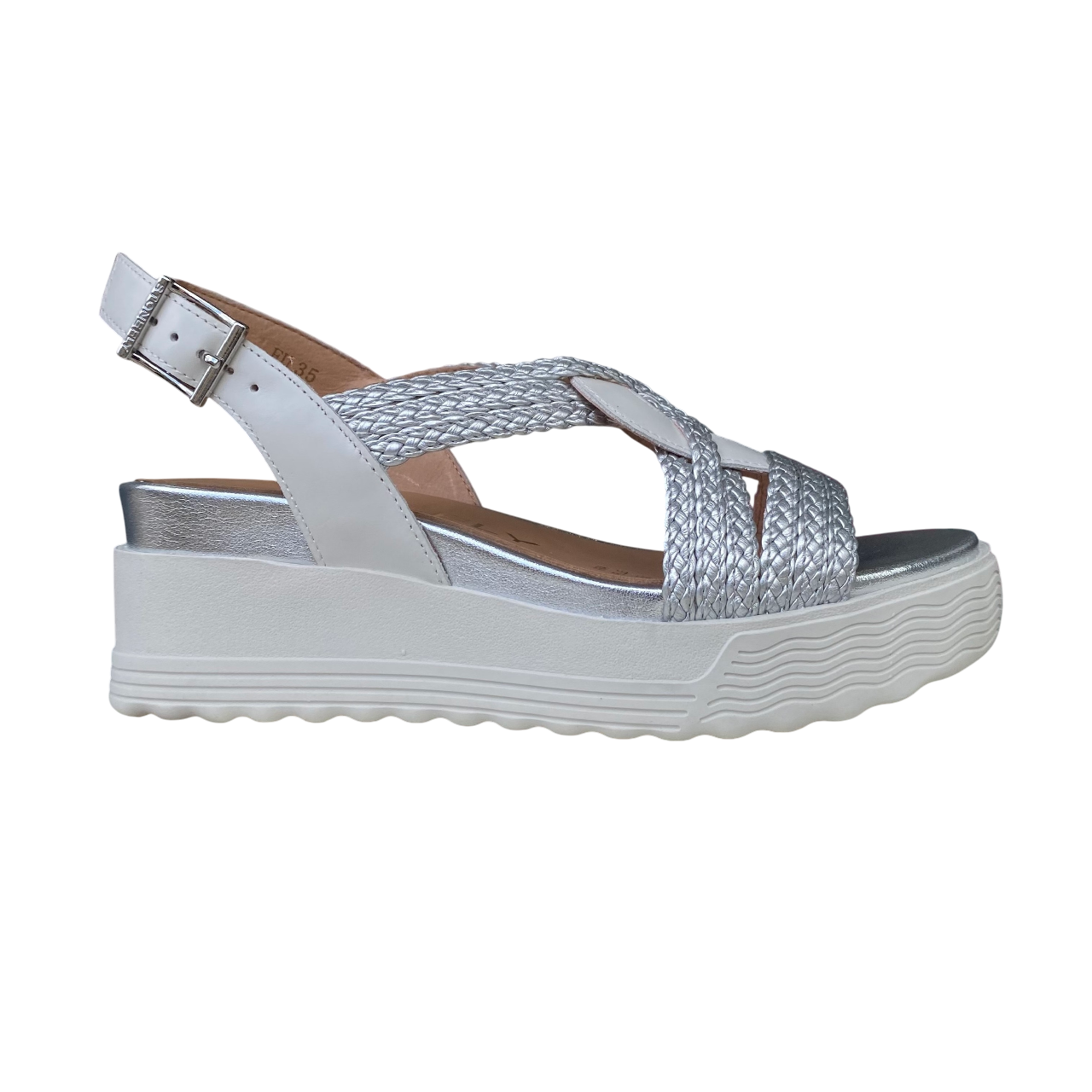 Stonefly sandalo con zeppa da donna Parky 24 220895 849 bianco-argento