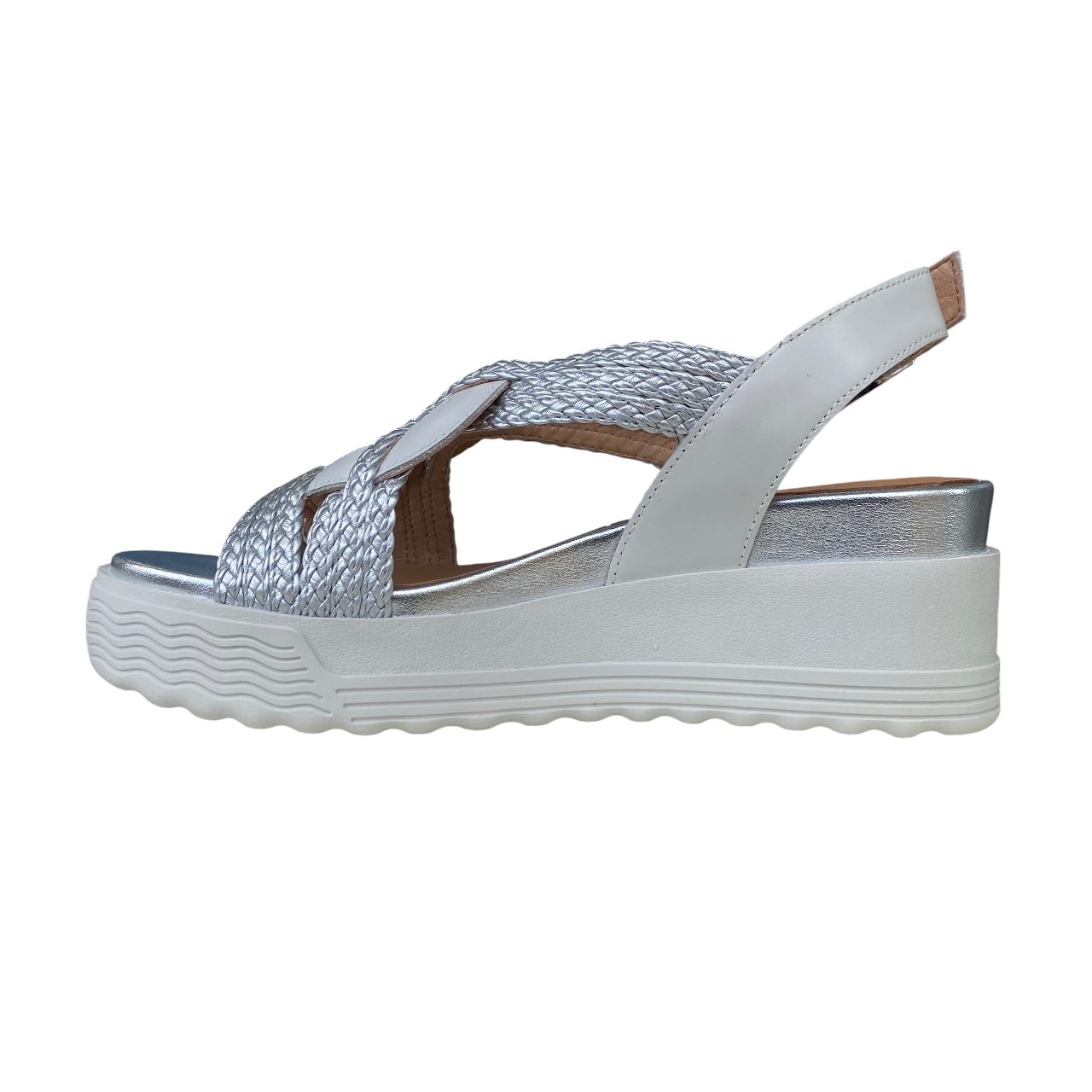 Stonefly sandalo con zeppa da donna Parky 24 220895 849 bianco-argento1