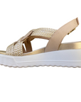 Stonefly sandalo da donna con tomaia intrecciata con zeppa PARKY 24 220895-BUK oro