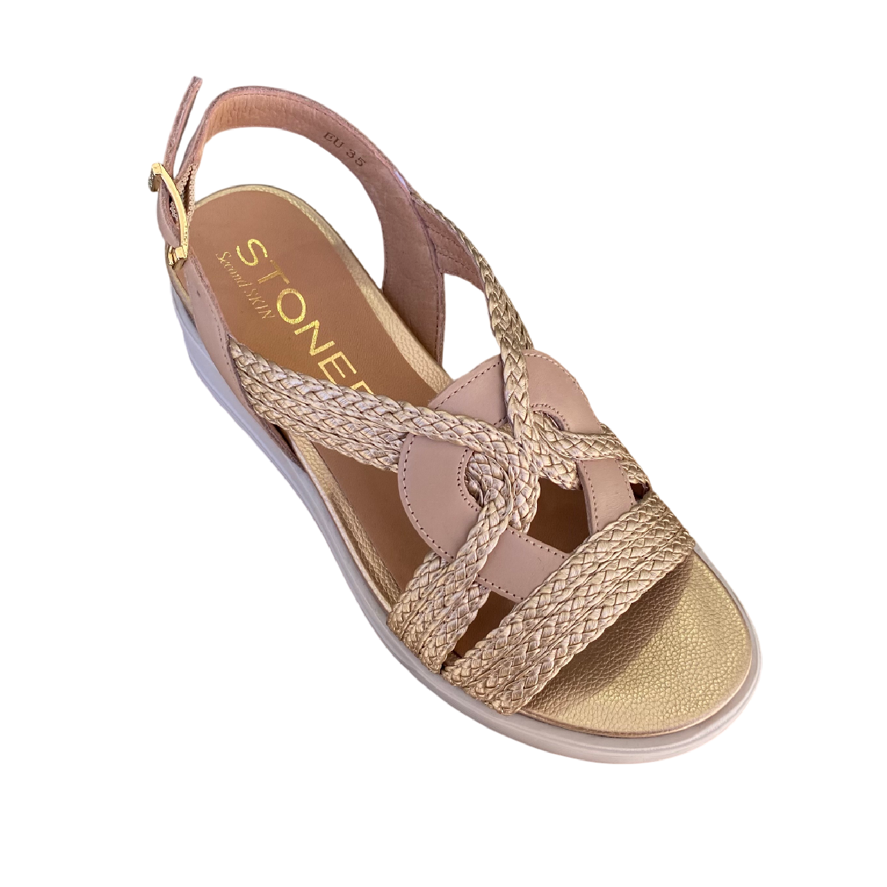 Stonefly sandalo da donna con tomaia intrecciata con zeppa PARKY 24 220895-BUK oro