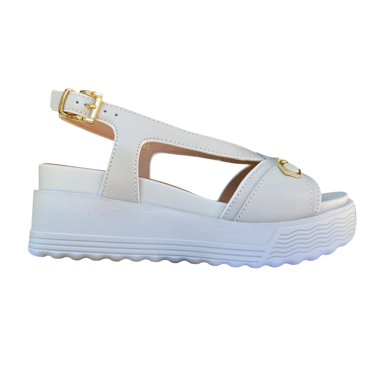 Stonefly sandalo da donna con zeppa e applicazioni sula fascia Parky 34 222412-151 bianco