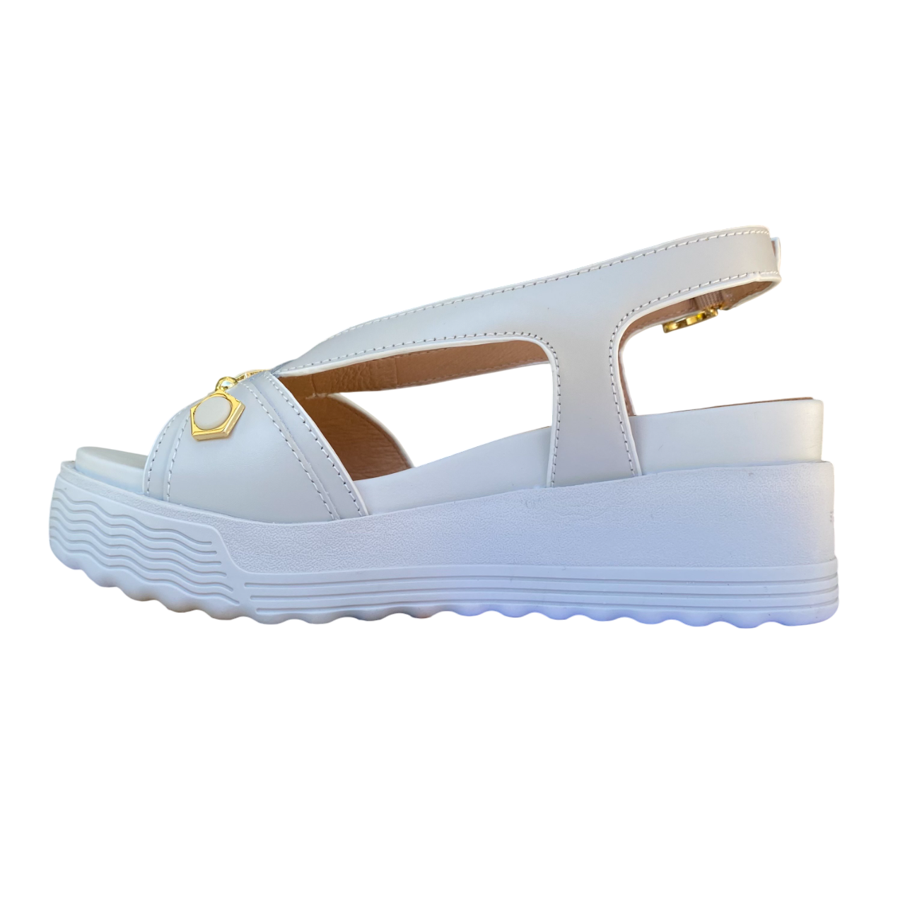 Stonefly sandalo da donna con zeppa e applicazioni sula fascia Parky 34 222412-151 bianco