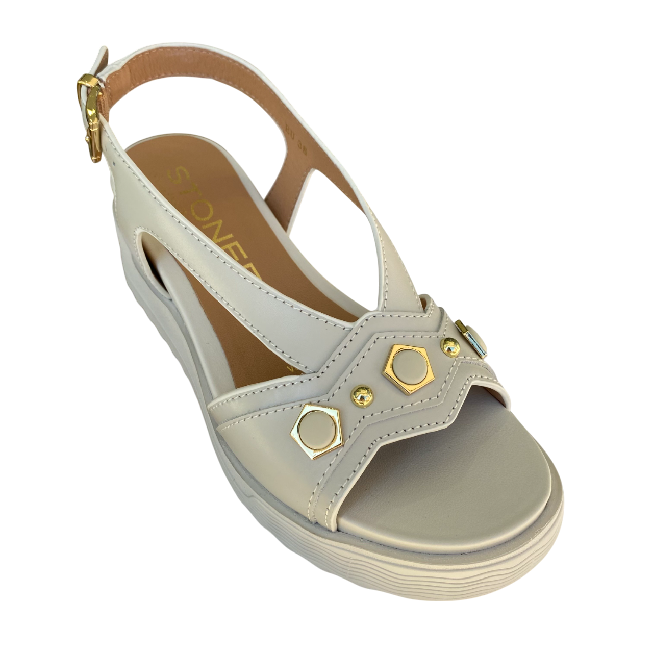 Stonefly sandalo da donna con zeppa e applicazioni sula fascia Parky 34 222412-151 bianco