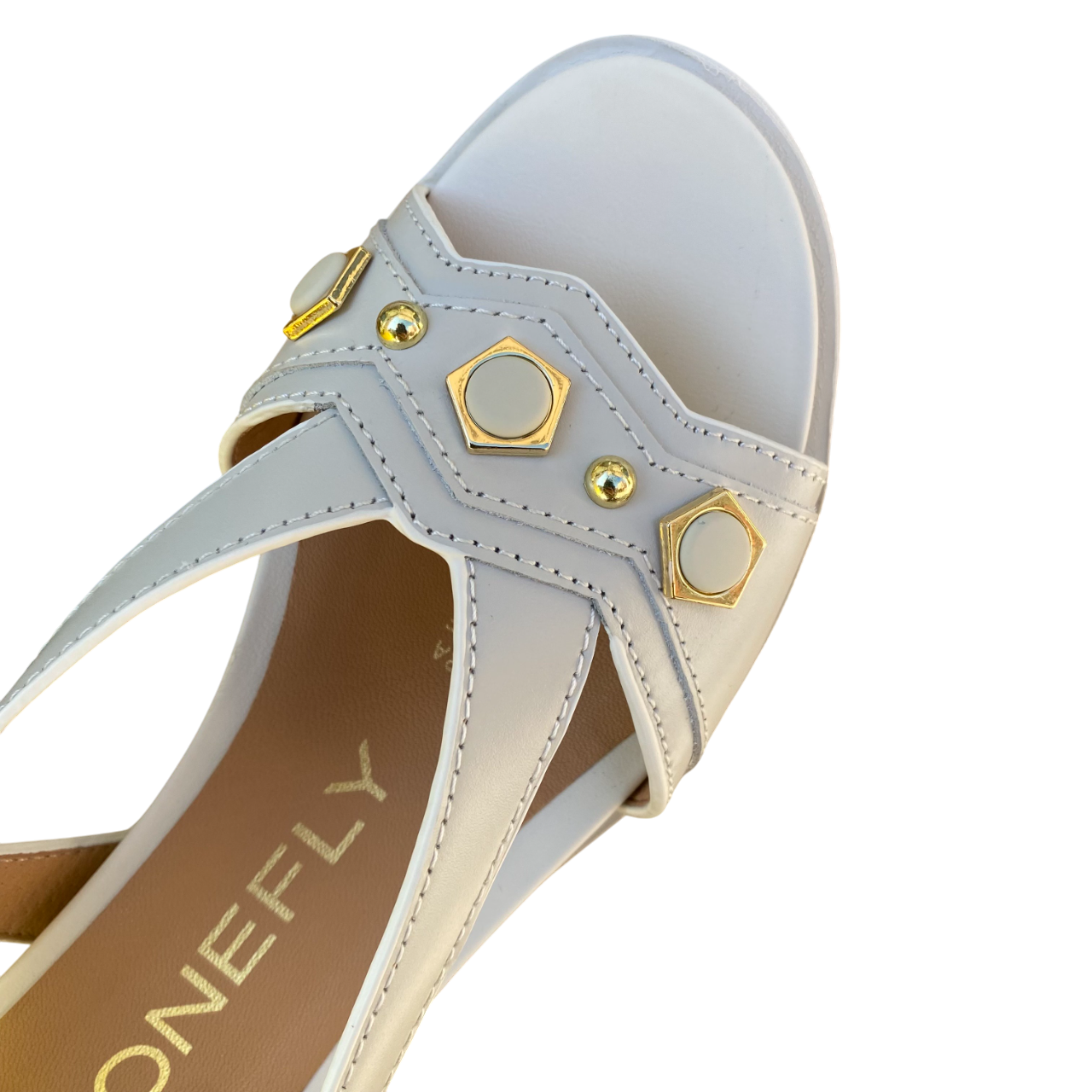 Stonefly sandalo da donna con zeppa e applicazioni sula fascia Parky 34 222412-151 bianco