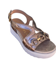 Stonefly sandalo da donna in pelle laminata con zeppa Parky 31 222407 Z00 oro