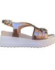 Stonefly sandalo da donna in pelle laminata con zeppa Parky 31 222407 Z00 oro