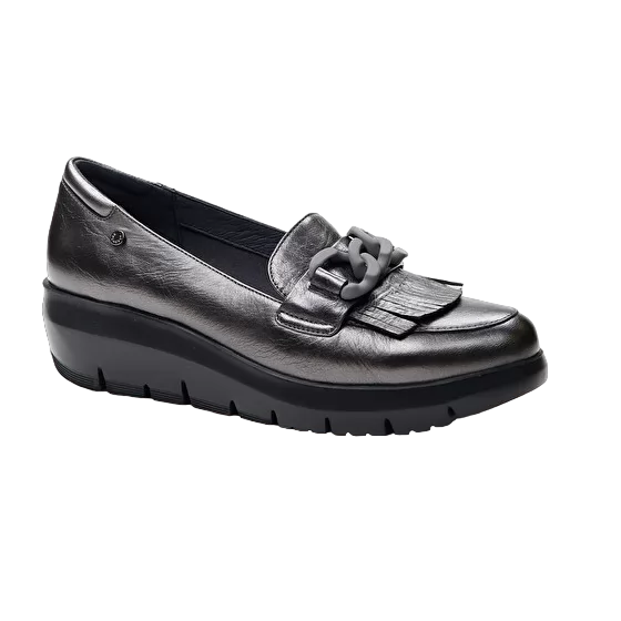 Stonefly mocassino da donna in pelle Plume 13 Lamoinated 218215 Z41 carbone