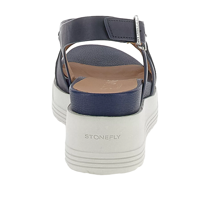 Stonefly sandalo casual da donna con zeppa Parky 28 Calf in pelle con catena 220903-05H blu
