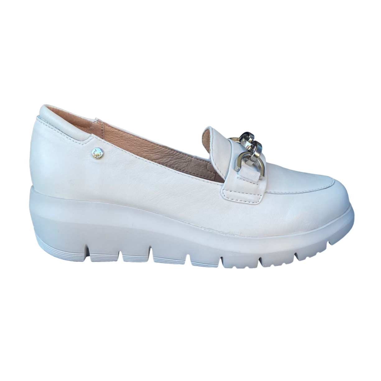 Stonefly scarpa Mocassino in pelle da donna con catena Plume 26 220757 346 grigio